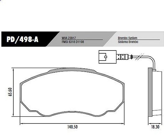 PASTILHA DE FREIO FRAS-LE PD/498-A - PAR (COM SENSOR)
