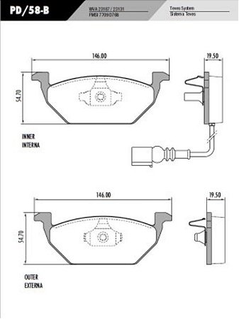 PASTILHA DE FREIO FRAS-LE PD/58-B - PAR (COM SENSOR)