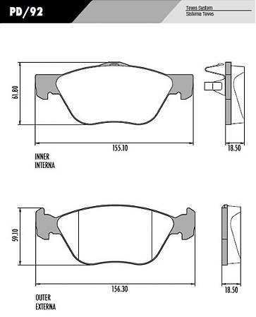 PASTILHA DE FREIO FRAS-LE FIAT FIORINO PD/92 - PAR