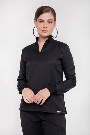 Pijama Cirúrgico Manga Comprida- Preto - BJ Jalecos