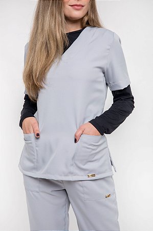 Pijama Cirúrgico - Cinza Ice - BJ Jalecos