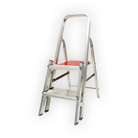 Escada Dupla Aluminio 2 Degraus 120 kilos