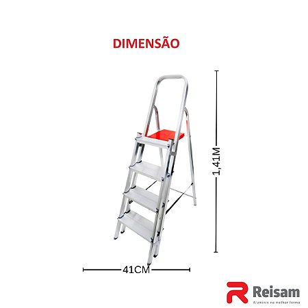Escada Dupla Aluminio 4 Degraus 120 kilos