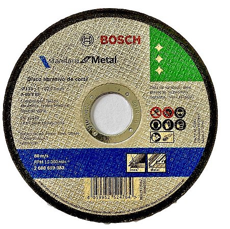 DISCO DE CORTE 115 X 1.0 X 22,23  INOX - AÇO  BOSCH  CX 100 PÇS A60T BF