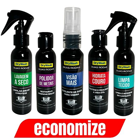 Kit Completo: Lavagem a Seco + Polidor de Metais + Visão Mais + Hidrata Couro + Limpa Tecido