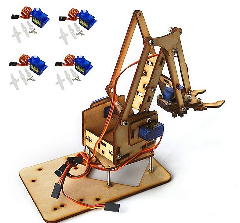 Kit Braço Robótico MDF + 4 Micro Servo 9g SG90