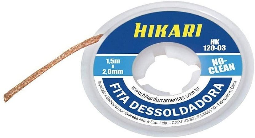 Fita Malha Dessoldadora Hikari HK-120-03 2,0 Mm No-clean Removedor Solda