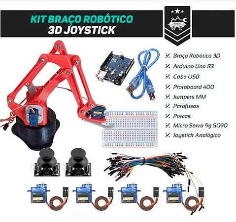 Kit Arduino Braço Robótico 3D Joystick