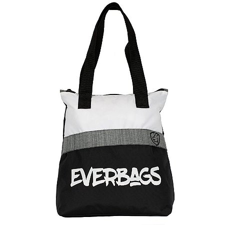 Bolsa Sacola Praia Fitness Feminina - Preto e Branco