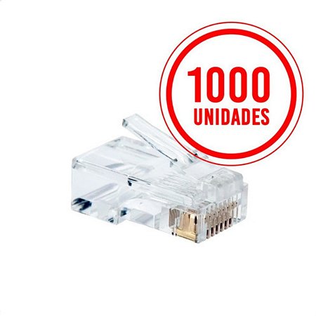 Kit 1000 Conector Rj45 Utp Cat5e  Cabo De Rede Banho De Ouro