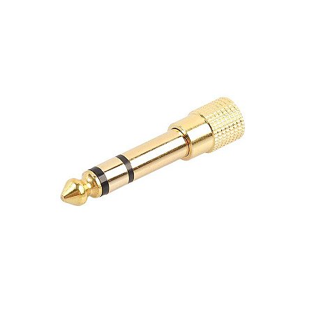 Adaptador P10 Stereo para Jack 2 Stereo, P10 P2 - Macho Fêmea - Gold