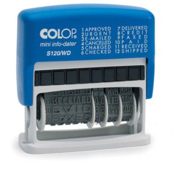 Carimbo Datador Colop Mini-info S 120/WD - 4x42 mm (vários dizeres e data)