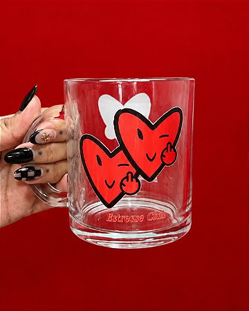 Caneca Vidro Corações Dia Dos Namorados - Edição Limitada