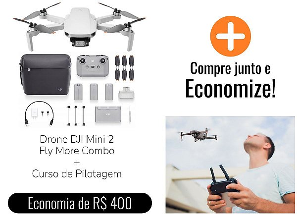 Compre Junto - Drone DJI Mini 2 + Curso de Pilotagem