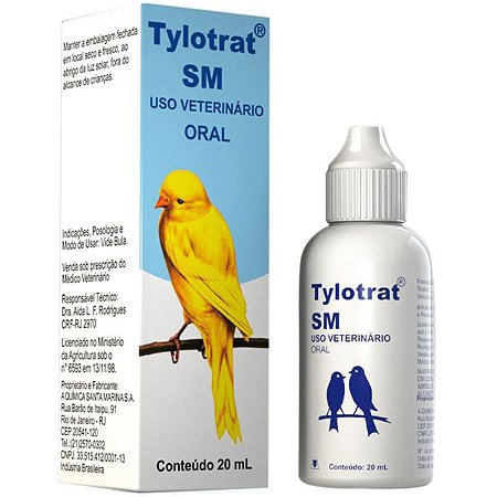 Tylotrat SM Tratamento De Infecções Respiratórias Em Pássaros 20ml