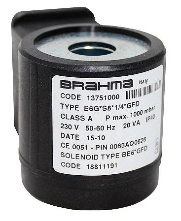 Queimadores industriais - Válvula solenoide Brahma - Bobina BE6*GFD