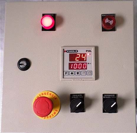 Painel de controle de temperatura com temporizador para queimador industrial