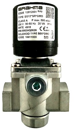 Válvula Solenoide para queimadores industriais Brahma EG12*SR*GMO (Alumínio com Regulagem)