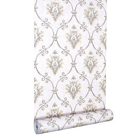 Papel de Parede Nude com Damask Dourado (tom envelhecido)