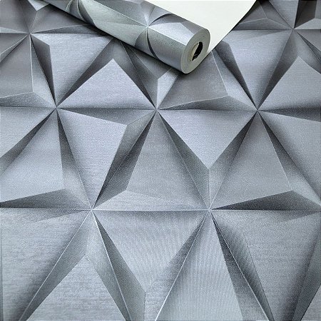 Papel De Parede Triangulos Cinza Prata Efeito 3d Prime Decor Papeis De Parede Importados