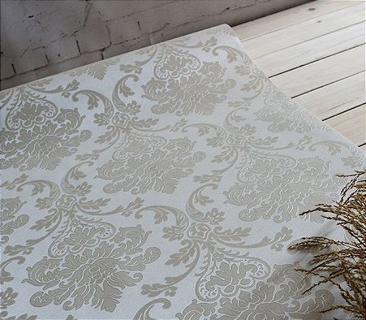 Papel de Parede Branco com Damask Preto (toque de Glitter) - Prime Decor -  Papéis de Parede Importados