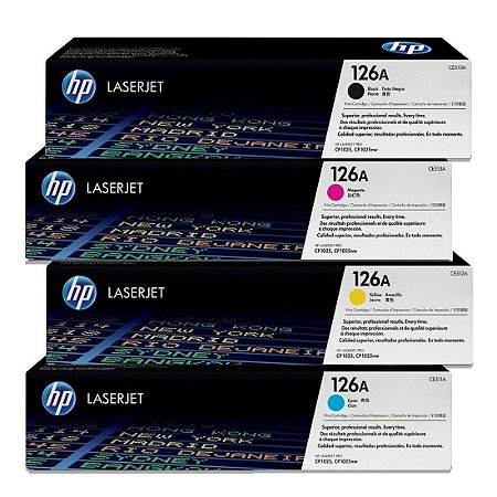 Kit 4 Toners Originais com HP CE310/1/2/3 126A 1.2K