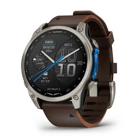 D2 Mach 2, 47mm, Saph, Bare Ti/Blk w/LthrBd, NA - GARMIN (P/N 010-02904-30)