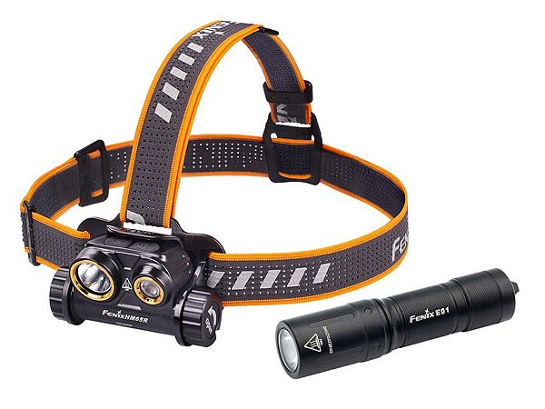 Kit Lanterna de Cabeça Fenix HM65R + E01 V2.0 - 1400 Lúmens