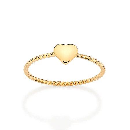 ANEL SKINNY CORAÇÃO BANHADO A OURO 18K ROMMANEL