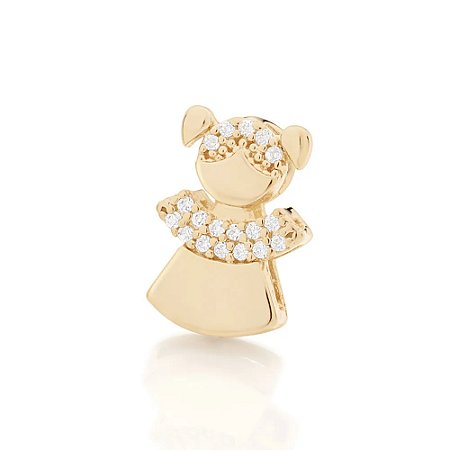 PINGENTE BANHADO A OURO 18K NO FORMATO DE MENINA COM ZIRCÔNIAS