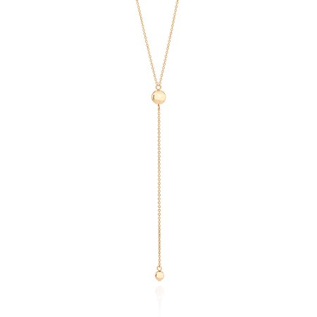 Gargantilha gravata banhada a ouro 18k com duas bolas lisas