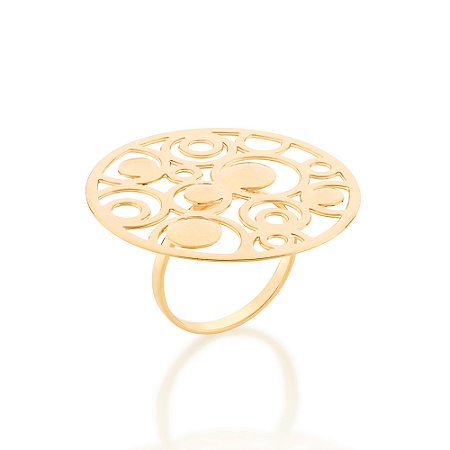Maxi anel sol banhado a ouro 18k