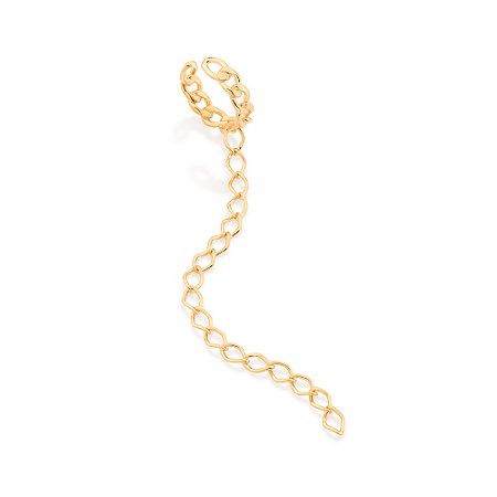 Brinco piercing de pressão com corrente banhado a ouro 18k