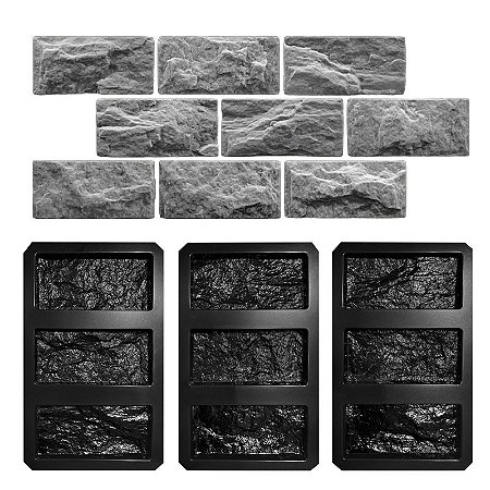 306 - Kit de Formas Brick's Pedra Madeira - 9 peças 10,7 x 22,3 cm