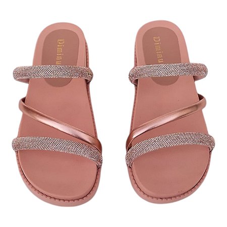 Sandálias De Strass Flatform  Feminino Diminutta