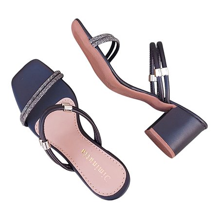 Sandalia de Salto Strass Duplo