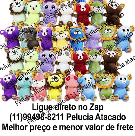 Animais de pelúcia sortidos para grua cod 1670 com 80 unidades