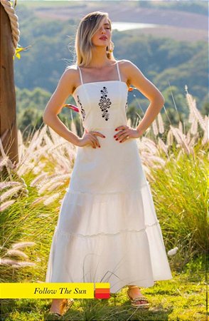 Vestido Branco com bordado Eva bella Antonela