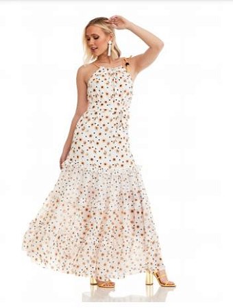 Vestido longo Estampa Girassol Exclusiva Eva bella Daisy
