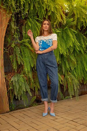 Calça Jeans Cenoura Blue Denim Amaciada Eva bella