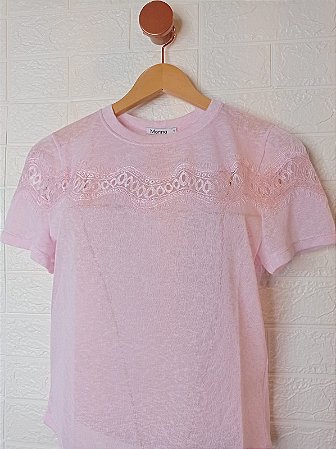 T-Shirt com Renda Chantily Morina