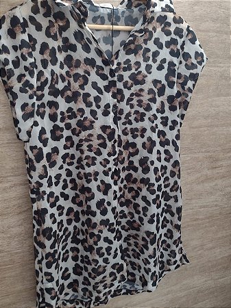 Saída de praia camisa estampada de oncinha Lilly Belle 10242