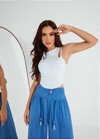 BLUSA CROPPED COM TOP BRANCA LILY BELLE