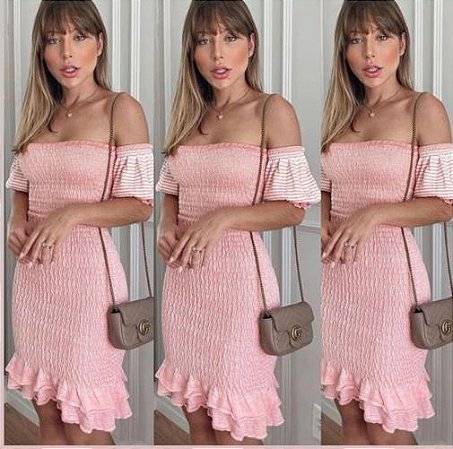 Vestido curto de Tricot com Lastex