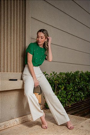 Calça Alfaiataria Feminina Cru Eva bella