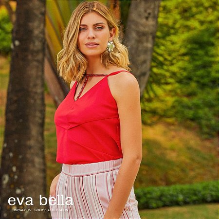 BLUSA DE ALÇA COM BORDADO NA FRENTE EVA BELLA MIRIAN