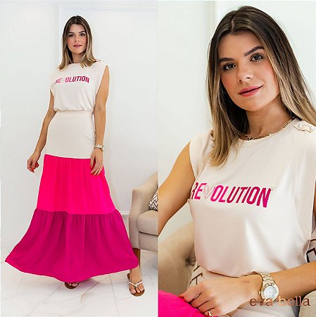 Saia Longa 3 Marias Rosa  Eva Bella Karine