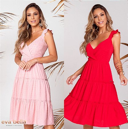 Vestido com babado Jade Eva Bella