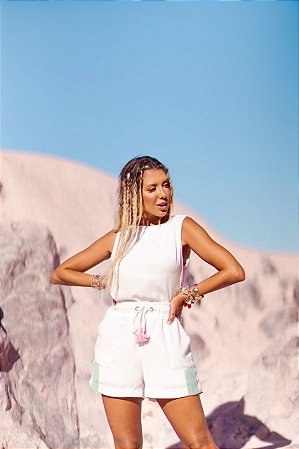 Conjunto Branco com detalhe colorido Lily Belle