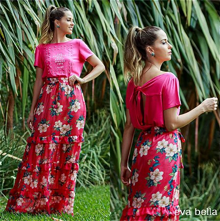 T-Shirt Pink com Pérolas Eva bella Isadora